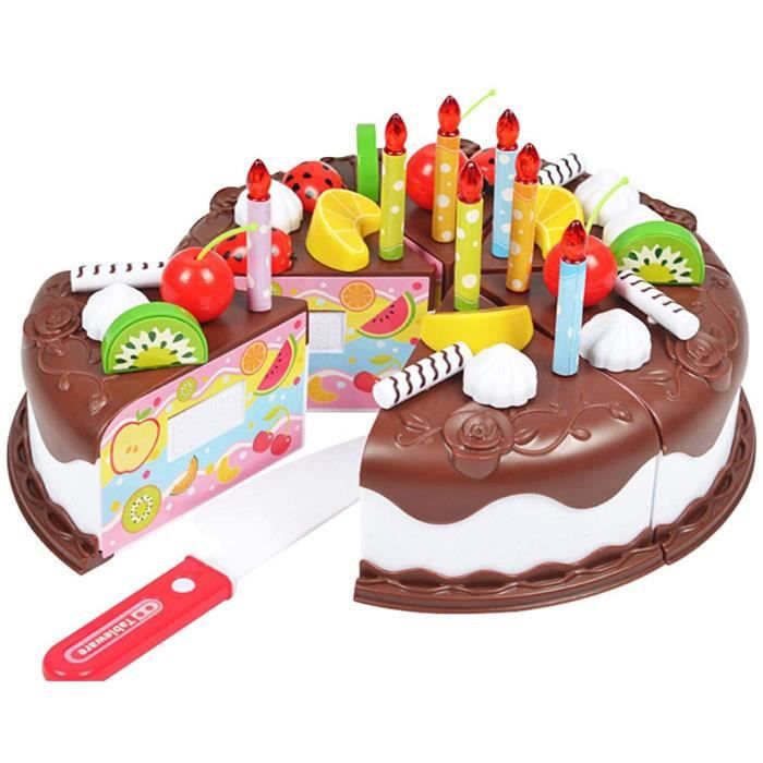 Chocolat Gâteau d'anniversaire - 37 Pièces Nourriture pour Jouet Enfant,  Gâteau d'anniversaire Bougie Jouet avec Variété De Fruits, - Cdiscount Jeux  - Jouets