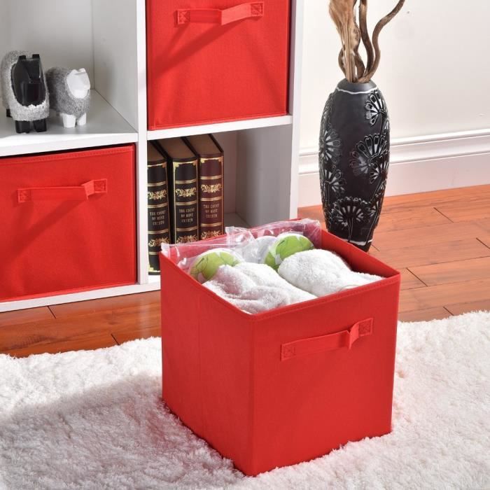 milaya-boîte de rangement en non-tissé - boîte pliante en tissu - convient pour étagères, étagères de rangement en cube - rouge