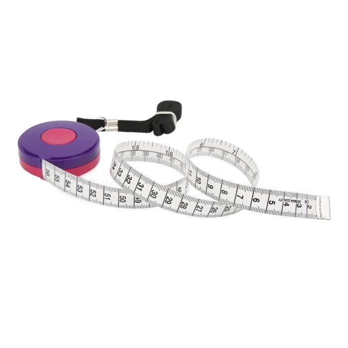Ruban à Mesurer Corporel Souple 150 Cm Rétractable – Ruban De Couture Précis Blanc Avec Bouton Pression