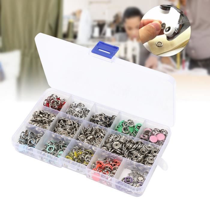 TF Lot de 50 boutons pression en métal de 10 12,5 15 17 mm avec outils