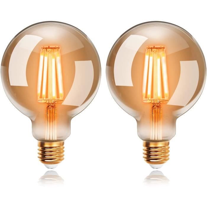 Ampoules LED 6W Edison Vintage G95, Blanc Chaud 2200K E27, Rétro