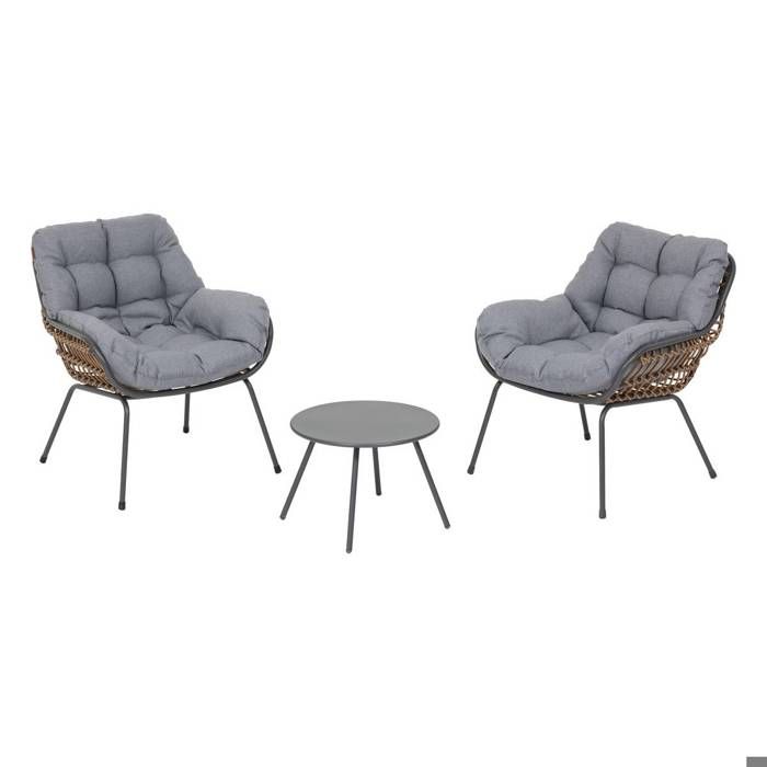 Salon de jardin 2 places acier traité époxy PAOPAO gris et graphite - Hespéride Salon de jardin 2 places acier traité époxy PAOPAO gris et graphite - Hespéride