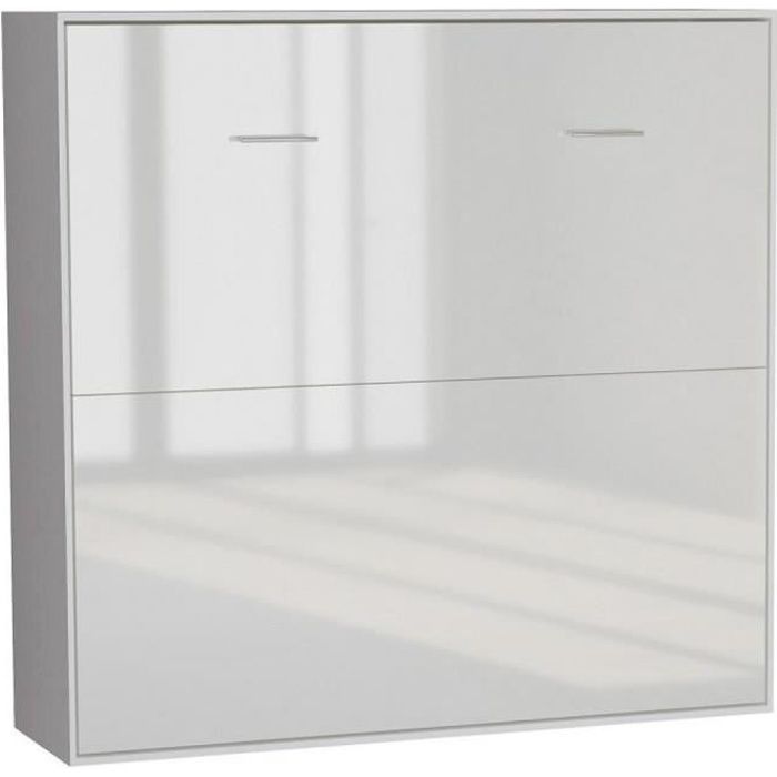 Armoire Lit Horizontale Escamotable Strada V2 Structure Blanc Mat Facade Blanc Brillant Couchage 160 200 Cm Blanc Bois Inside75 Achat Vente Lit Escamotable Armoire Lit Horizontale Soldes Sur Cdiscount Des Le 20 Janvier Cdiscount