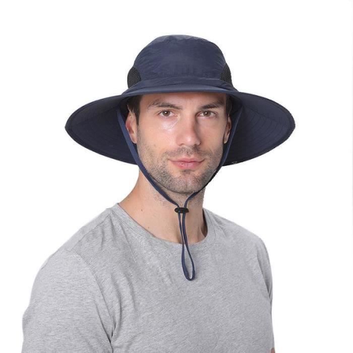 Chapeau à Large Bord Homme Avec Protège-nuque - Pour Pêche, Randonnée, Safari - Taille Unique Ajustable