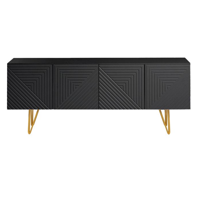 Miliboo - Meuble TV design noir et métal doré L140 cm OZEN Miliboo - Meuble TV design noir et métal doré L140 cm OZEN