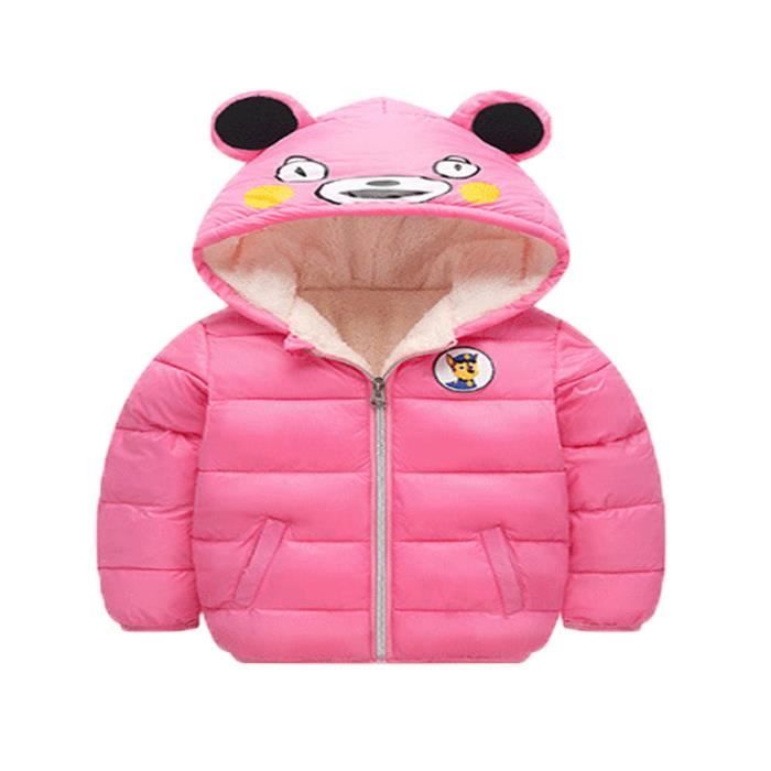 Parka Fille de Chapeau elegant de griffonnage Parka Fille de Loisirs minimaliste multicolore Doudoune legere Rose Cdiscount Pret a Porter