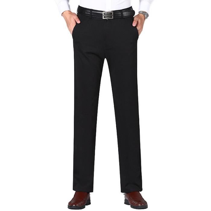 Pantalon a Pinces Taille Haute Homme Noir - Restauration et