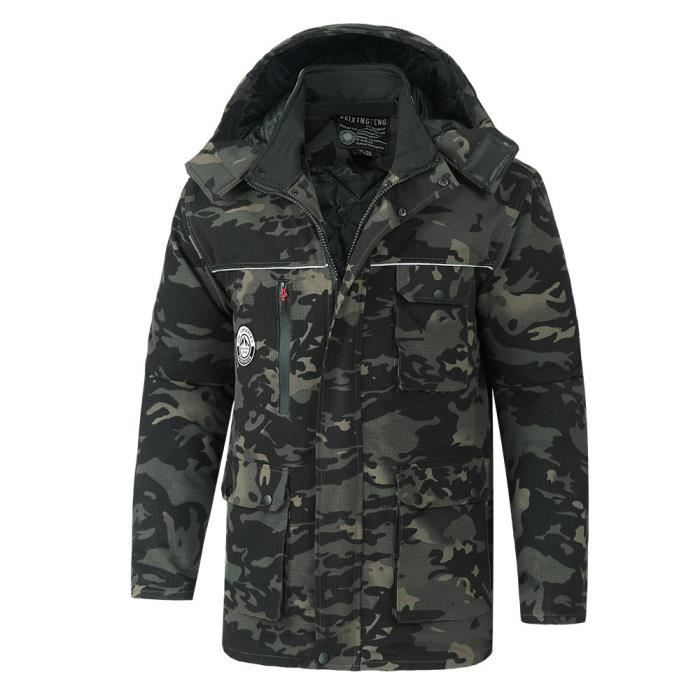 Parka de Travail Homme Doublure Amovible Cargo Camouflage