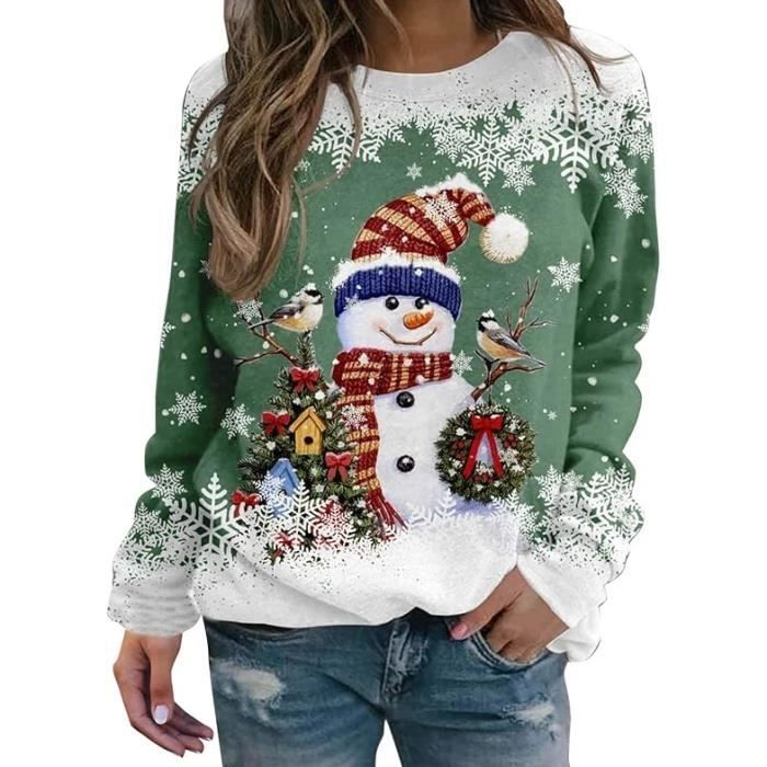 Pull No l Femme Manches Longues Col Rond Rigolo Pull Christmas