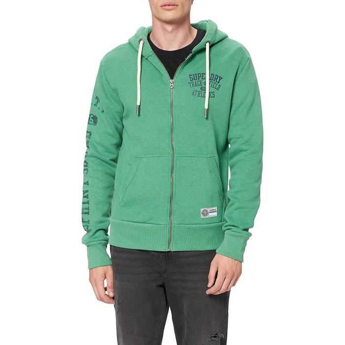 Sweat à capuche zippé SUPERDRY Track Field Vert Homme Manches  longues