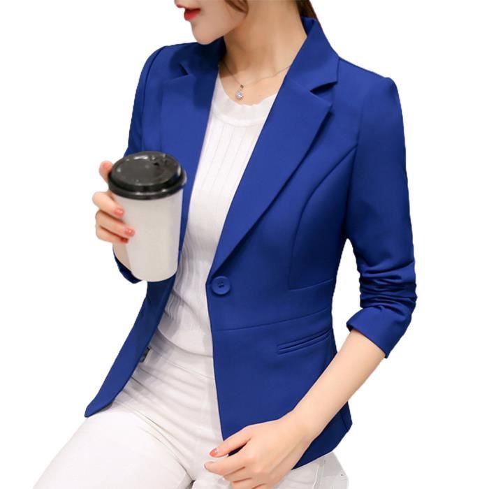 VESTE VAREUSE CASAQUE BLAZER Office Lady Blazer Solid Color One Button Autumn Turndown