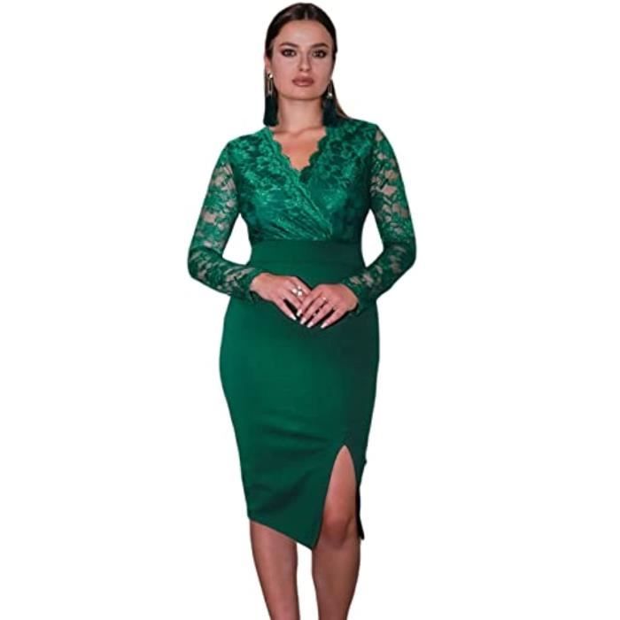 Office Robe Robe s élégantes Business Slim Midi Bodycon Pencil Dress Manches ...