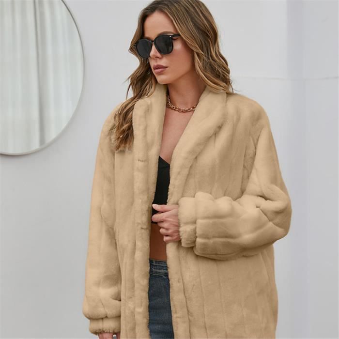 Manteau Court Femme En Fausse Fourrure épaisse - Chaud Et Stylé Pour Automne/hiver, Lavable En Machine