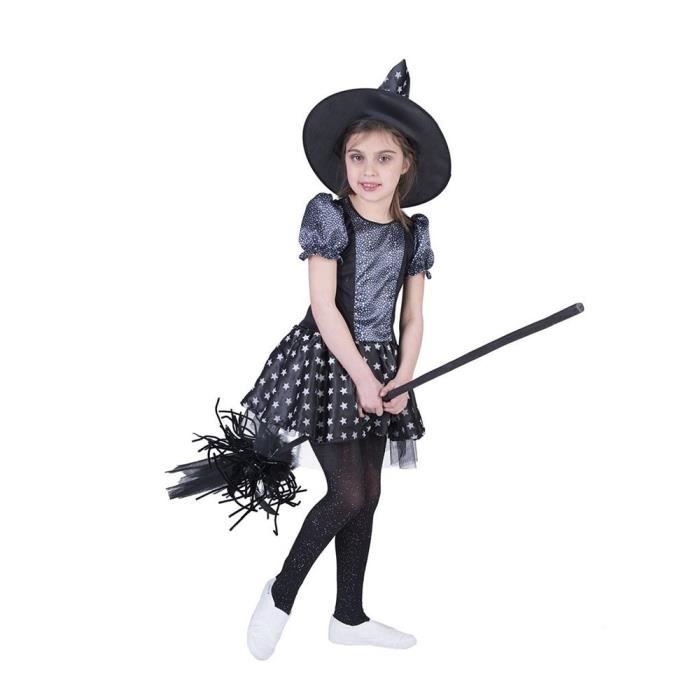 HERMORRYSS Deguisement Sorciere Enfant, Costume Halloween Fille, Costume Avec Lumières, Chapeau, Baguette, Violette En Gaze De Sorcière, Jupe Lumineuse Pour Carnaval, Cosplay, Rave Parties