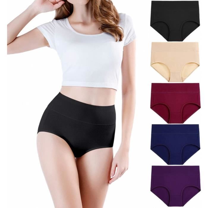 Culotte Femme Coton Taille Haute Slips Lot de 5 Femme Microfibre Slip sous V tements