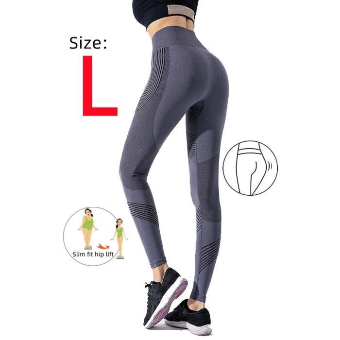 Pantalon de Sudation Femme Legging Legging Push Up Taille Haute Amincissant Pantalon de Sport Compression Elastique pour Butt Lift L