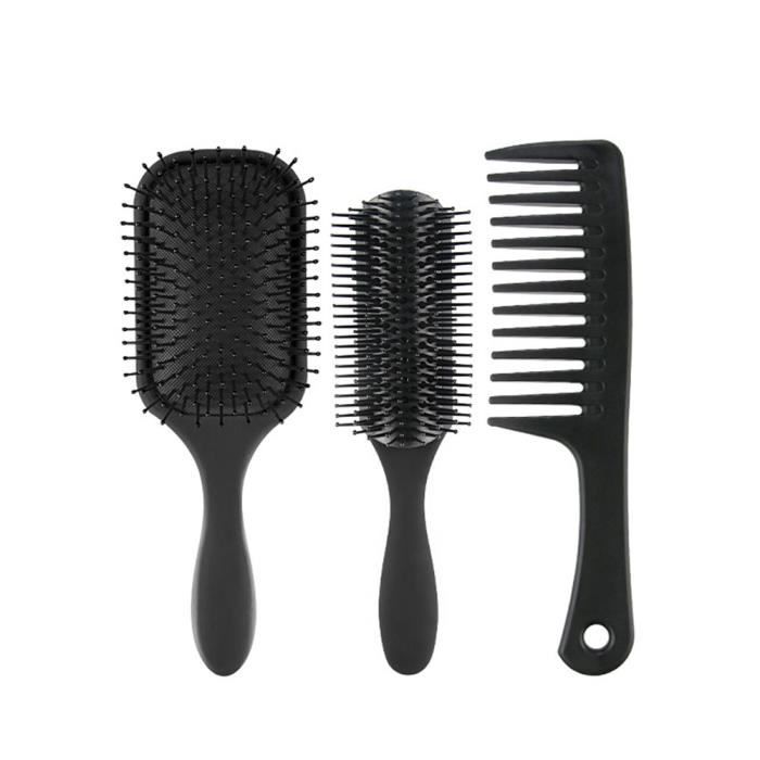 3pcs Brosses A Cheveux Coussin D Air Massage Coiffure Large Dents Peigne Neuf Griffes Pour Cheveux Styling Hair Salon Noir Cdiscount Electromenager