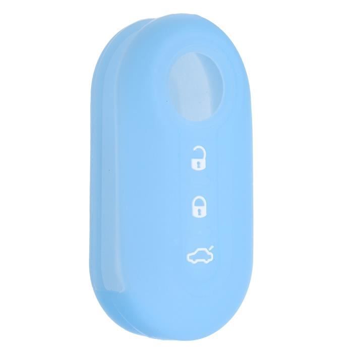 Housse De Clé Silicone Fiat 3 Boutons Couleur Bleu