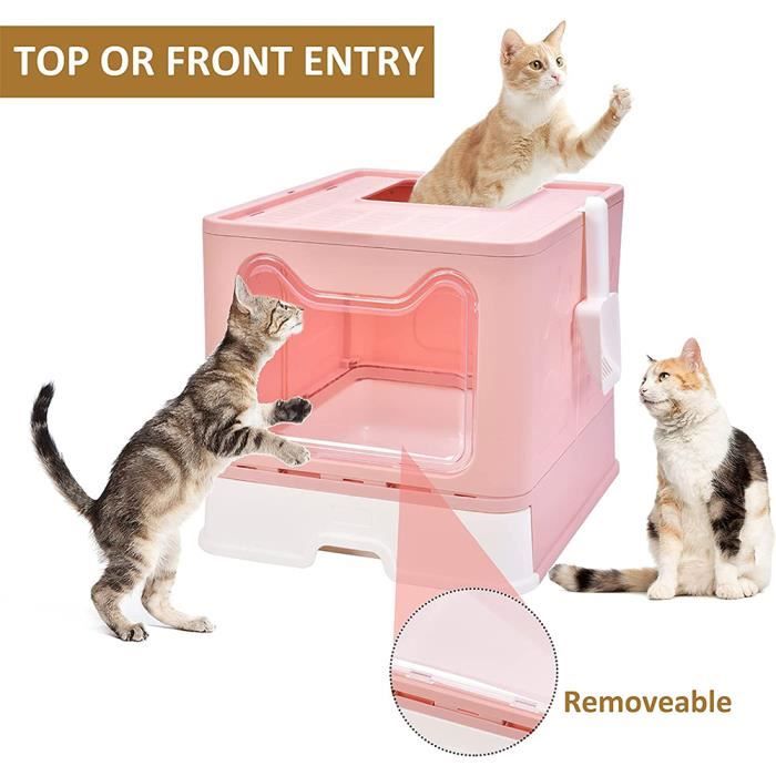 Comparer les prix de Bac à litière pour chat - OHMG!! - Plateau pliable - Rose - Grand - A monter soi-même