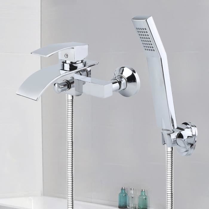 KINSE®-Robinet-Mural-de-Baignoire-Cascade-avec-Douchette-à-...