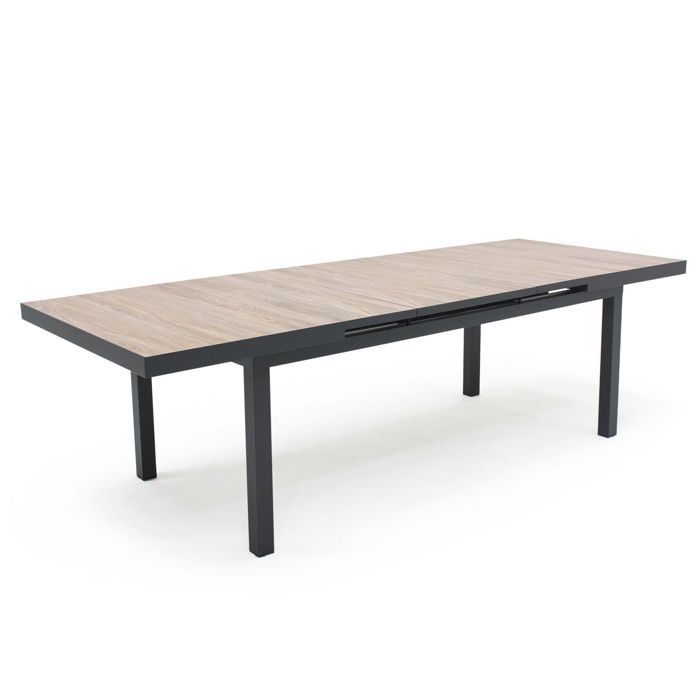 Table extensible aluminium et céramique imitation bois Tivoli Oviala