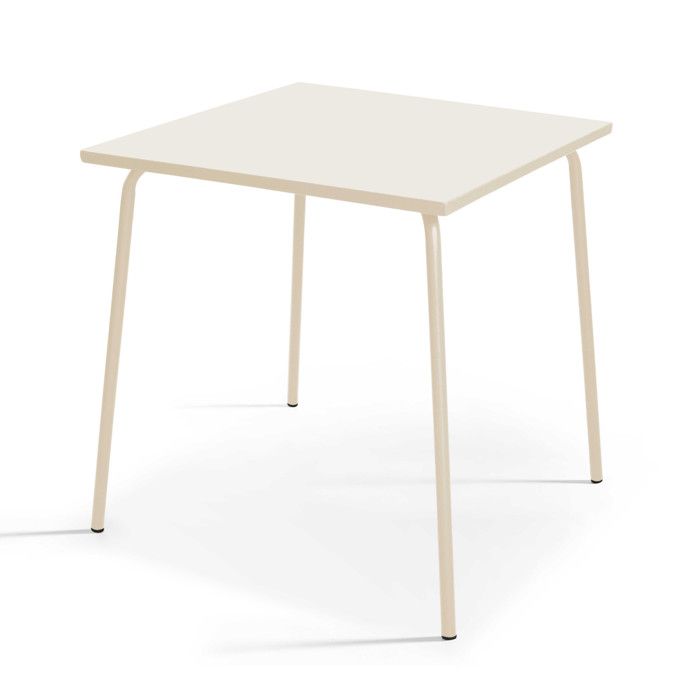 Table de jardin carrée en métal ivoire 70cm Palavas Oviala