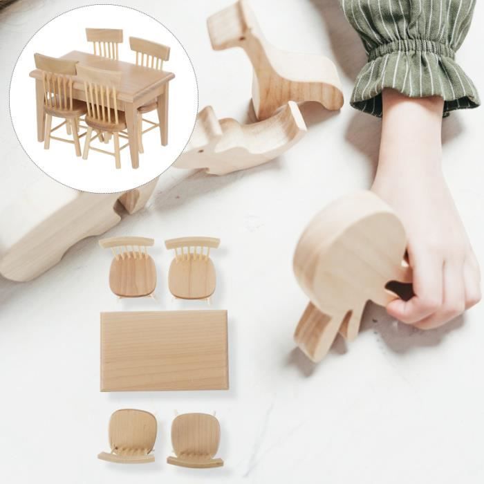 Chaise Miniature En Bois 1/12 Pour Maison De Poupée - Meuble Décoratif 5x5,2x8,6 Cm - Accessoire Scène