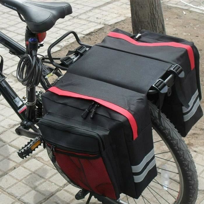 Sacoche de vélo double sacoche de vélo pour porte-bagages arrière sac de porte-bagages arrière double étanche pour vélo rouge