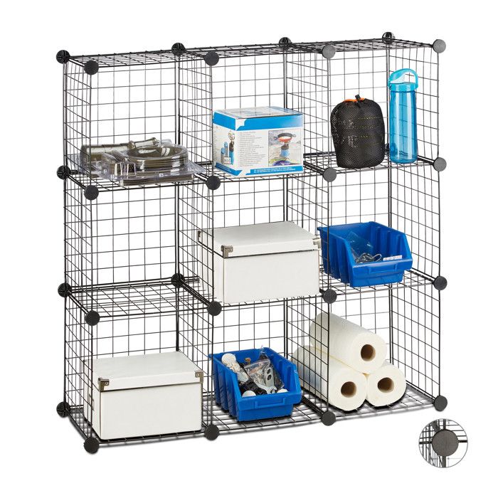 Relaxdays Étagère modulable métal 9 compartiments cube ouvert 30×30 cm montage DIY noir