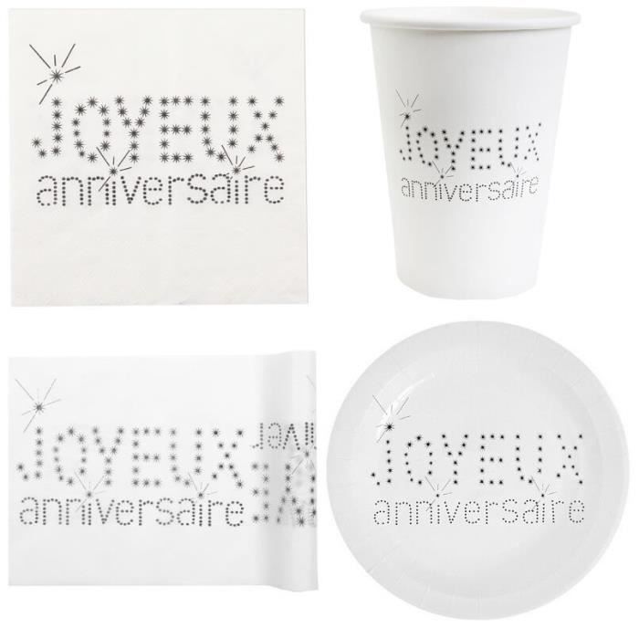 Decoration De Table Joyeux Anniversaire Blanc Pour 10 Personnes Achat Vente Kit De Decoration Prolongation Soldes Cdiscount