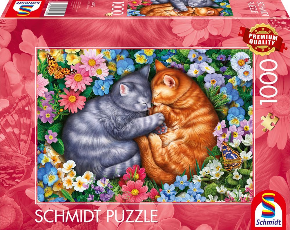 Puzzle 1000 pièces Schmidt Spiele Sommeil aux Pattes de Velours Illustration colorée Chats et roux Paysage Neuf - vue 8