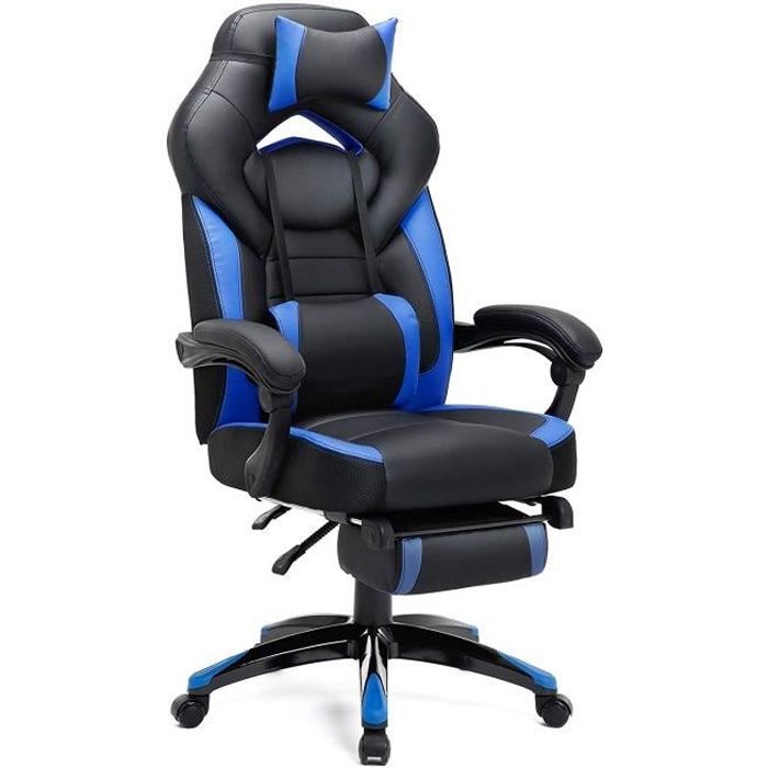 Fauteuil Gamer, Chaise Gaming, Siège De Bureau Réglable, Charge 150 Kg,  Noir Et Bleu - Chaise - Fauteuil bureau BUT