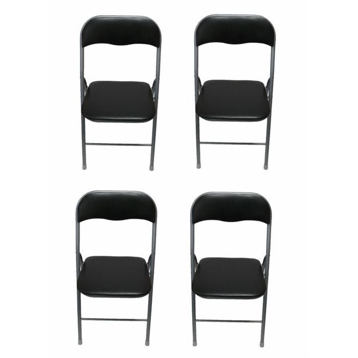 Lot de 4 chaises pliantes Noir  Cdiscount Maison