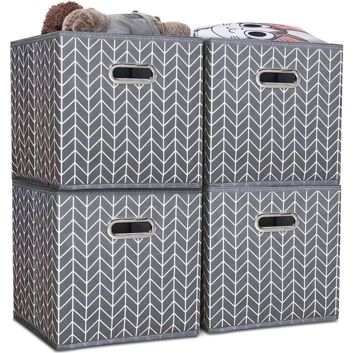 VIPNAJI Lot de 4 cubes de rangement pliables en tissu avec œillets ...