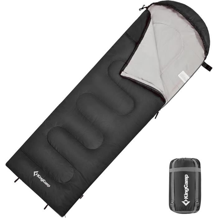 Sac De Couchage Yarmiene 3-4 Saisons - Ultraléger Compact Pour Adulte Et Enfant - Camping Randonnée - Noir + Gris