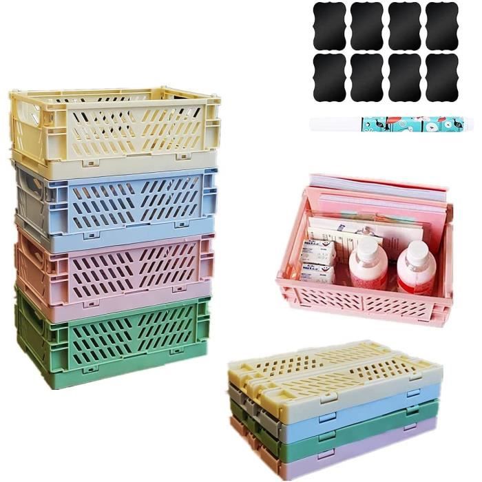 7 Boîtes De Rangement Plastique Colorées - 3 Tailles (20x14x7cm, 25x17.5x9.5cm, 30x20x12cm) - Pour Salon, Salle De Bain, Cuisine
