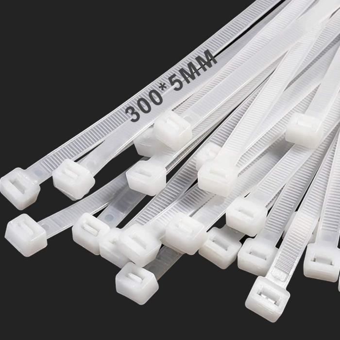 Colliers Serre-câbles Blanc 300x7.6mm – Lot 100 Pièces | PROFILE
