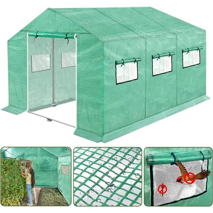 Film De Serre Grillagé SPRINGOS | 200x450x200cm | Protection UV4 | Polyéthylène Renforcé | Pour Jardin Et Potager