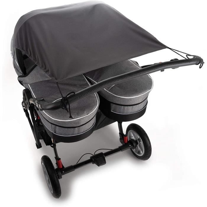 Voile D'ombrage Universel Pour Poussette - Protection UV 50+ - Fenêtre Aérée Et Ailes Latérales - Lavable - 3