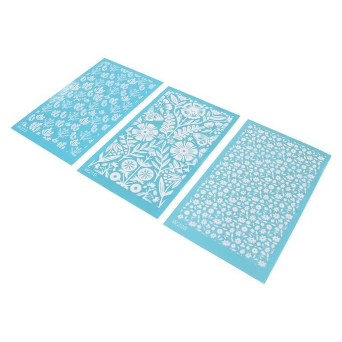 Pochoirs Sérigraphie Argile Polymère – Lot 6 Motifs Vagues, Plumes, Fleurs | Réutilisables, Lavables, Pour Bijoux DIY, Transfert Maille