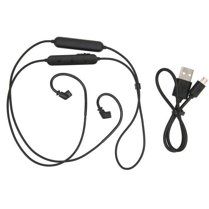 Câble Adaptateur Bluetooth 5.0 Pour écouteurs - Faible Latence, Microphone, Pour ZSN, ZS10, AS12 Et Autres (Noir)