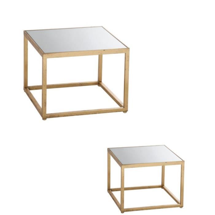 duo de bouts de canape metal or et verre scintill l 47 x l 47 x h 37 cdiscount maison