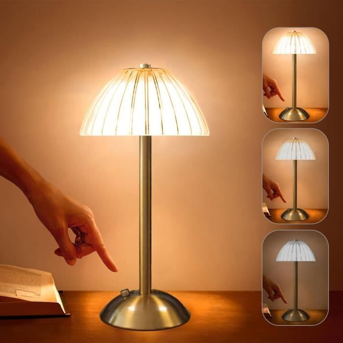 Lampe de table led sans fil rechargeable, lampe de chevet dimmable