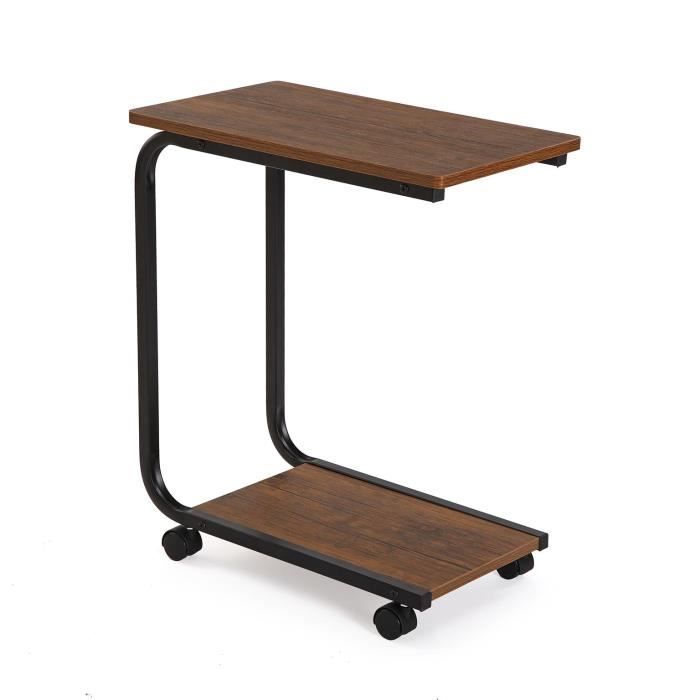 versa zwolle table d'appoint pour le salon, la chambre ou la cuisine, 60 x 30 x 50 cm,bois et métal, marron et noir