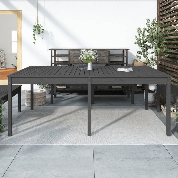 vidaxl table de jardin gris 203,5x100x76 cm bois massif de pin 823985