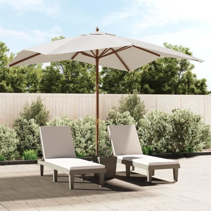 vidaXL Parasol de jardin avec mât en bois Sable 300 cm - vue 2