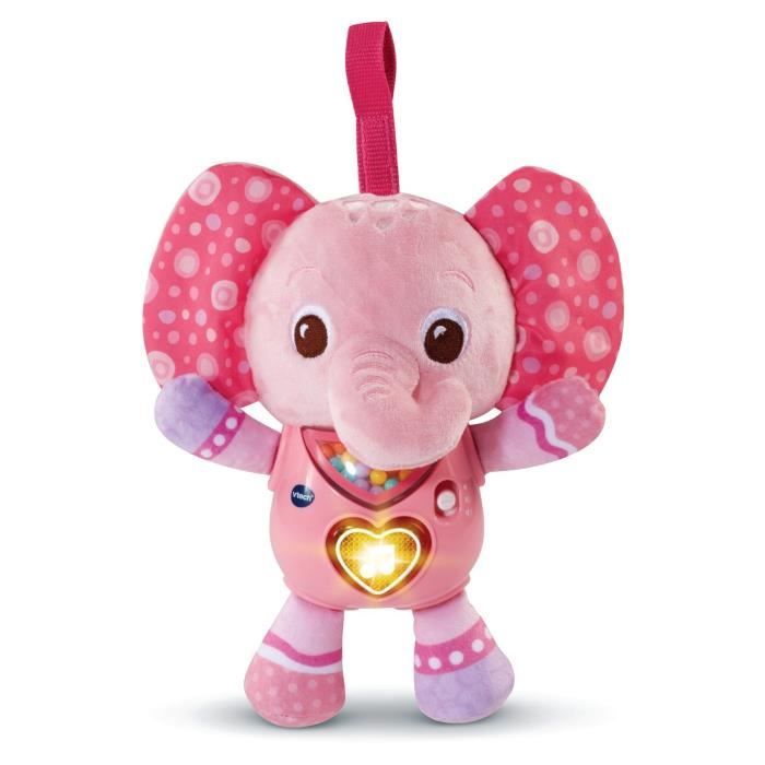 Peluche musicale éléphanteau avec bouton lumineux et hochet - vue 2