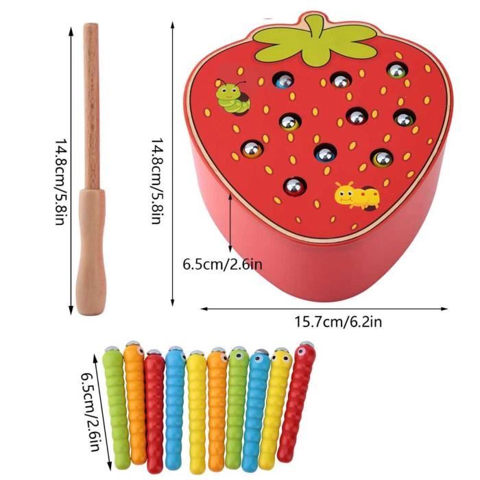 Jeu éducatif Magnétique 'Attrape Vers' Topbright - En Bois, Pour Enfants 2 Ans Et + - Motricité Fine, Couleurs