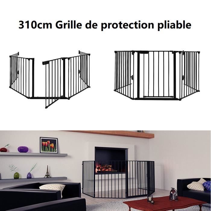 Willonin® 310cm Barrière De Sécurité pour Bébé, Grille de protection  pliable en métal, 5 pans Clôture de Cheminée porte et escalier - Cdiscount  Puériculture & Eveil bébé