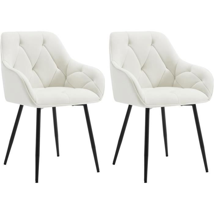 WOLTU Lot de 2 Chaises de Salle à Manger Ergonomique Chaise de Cuisine en Velours Rembourrée Pieds en Métal Crème W0ATT0142-2 WOLTU Lot de 2 Chaises de Salle à Manger Ergonomique Chaise de Cuisine en Velours Rembourrée Pieds en Métal Crème W0ATT0142-2